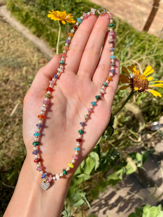 Little Love - Heishi Gemstone and Pearl Necklace