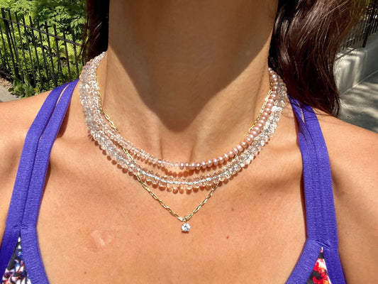 24 Hr Champagne Diet Faceted Quartz Gemstone Candy Necklace