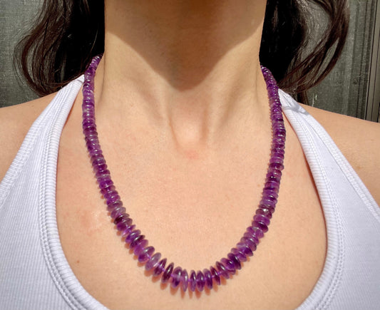 Kim Kelly’s Amethyst Candy Necklace | Hand Knotted | Sterling Silver | 21”