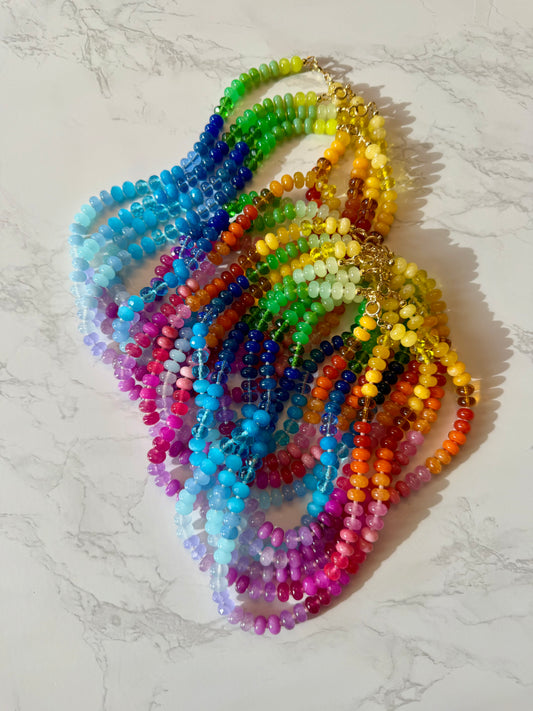 Skittles, Taste the Rainbow - Hand Knotted Gemstone Candy Necklace