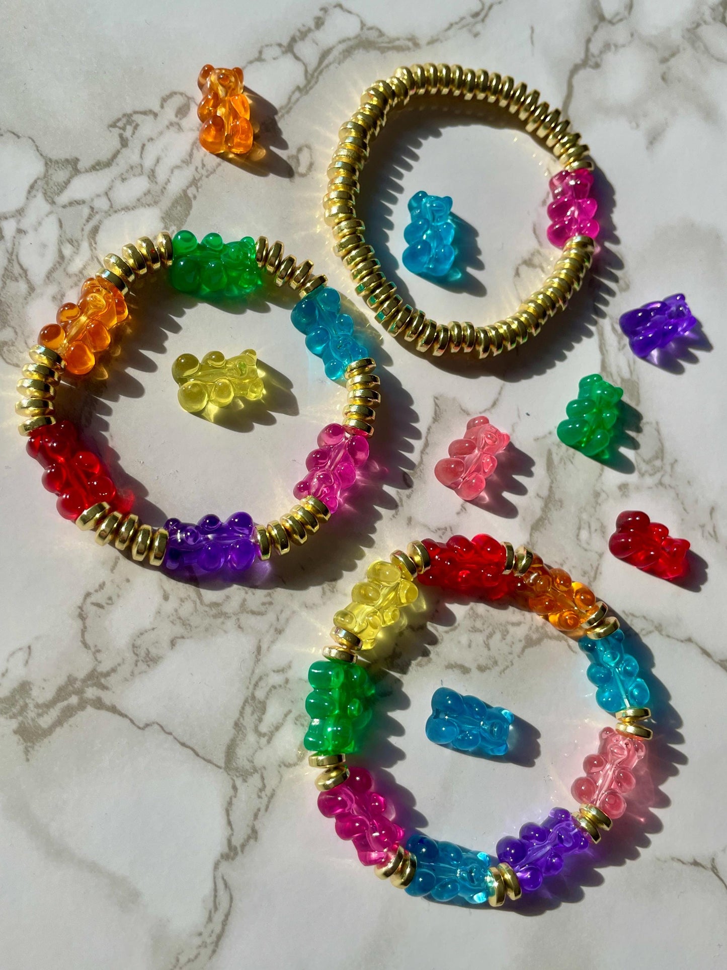 Goldie Bears Gummy Bear & 14K GF Disc Beaded Stacking Set