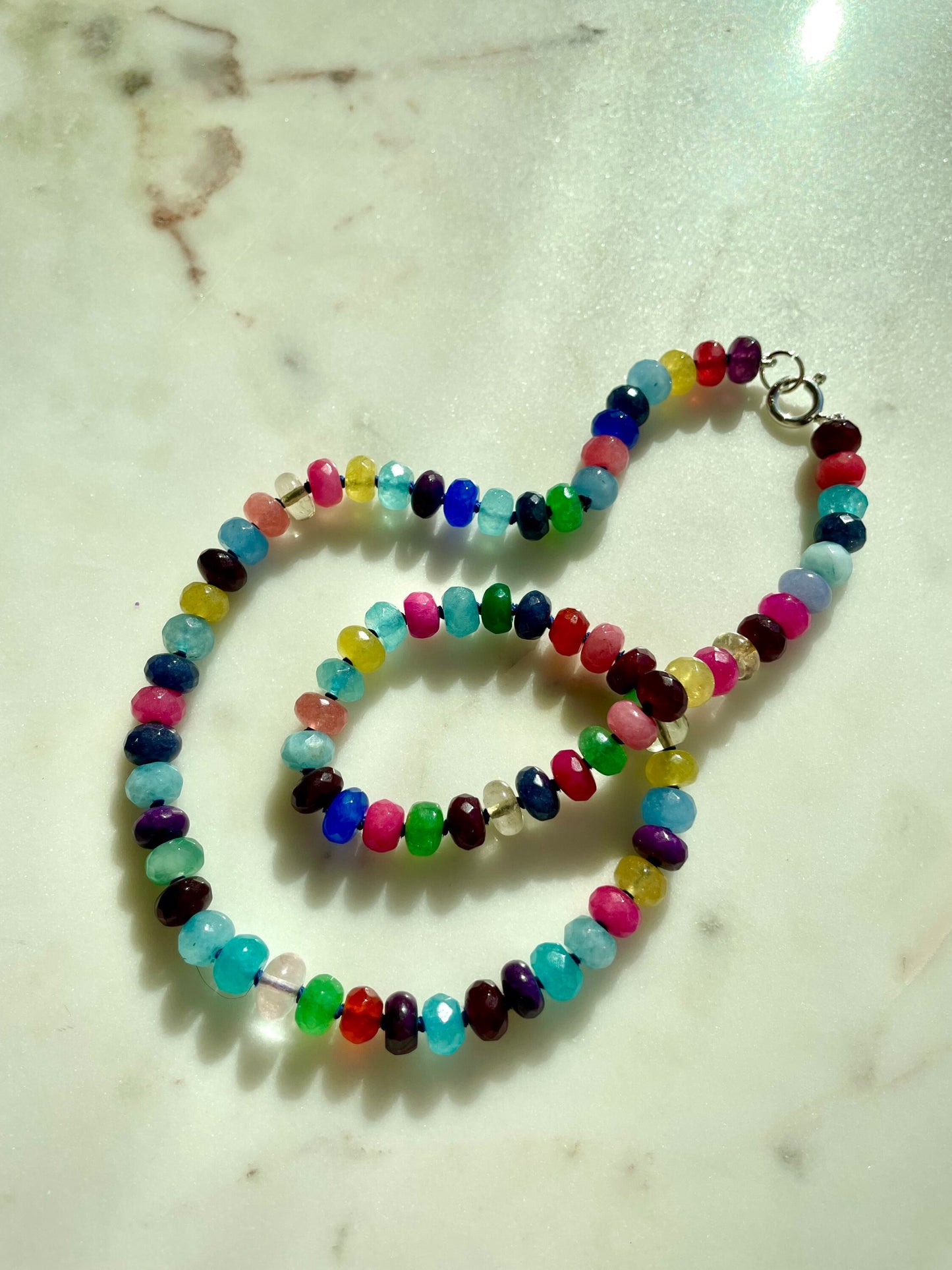Girl Scout Camp 19” Hand Knotted Gemstone Candy Necklace