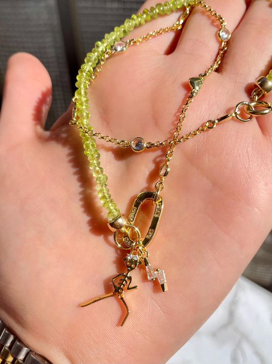 Elphie Peridot Gemstone & 14K GF Satelite Chain Necklace