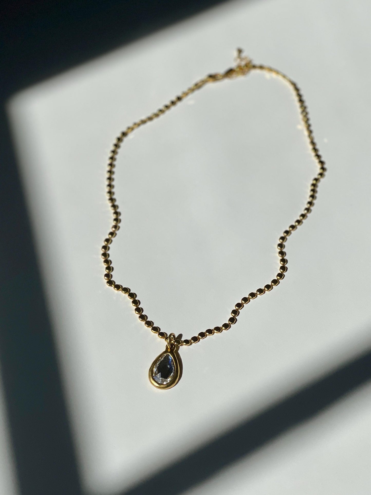 Antique Brass Dot Chain with Large Swarovski Crystal Pendant