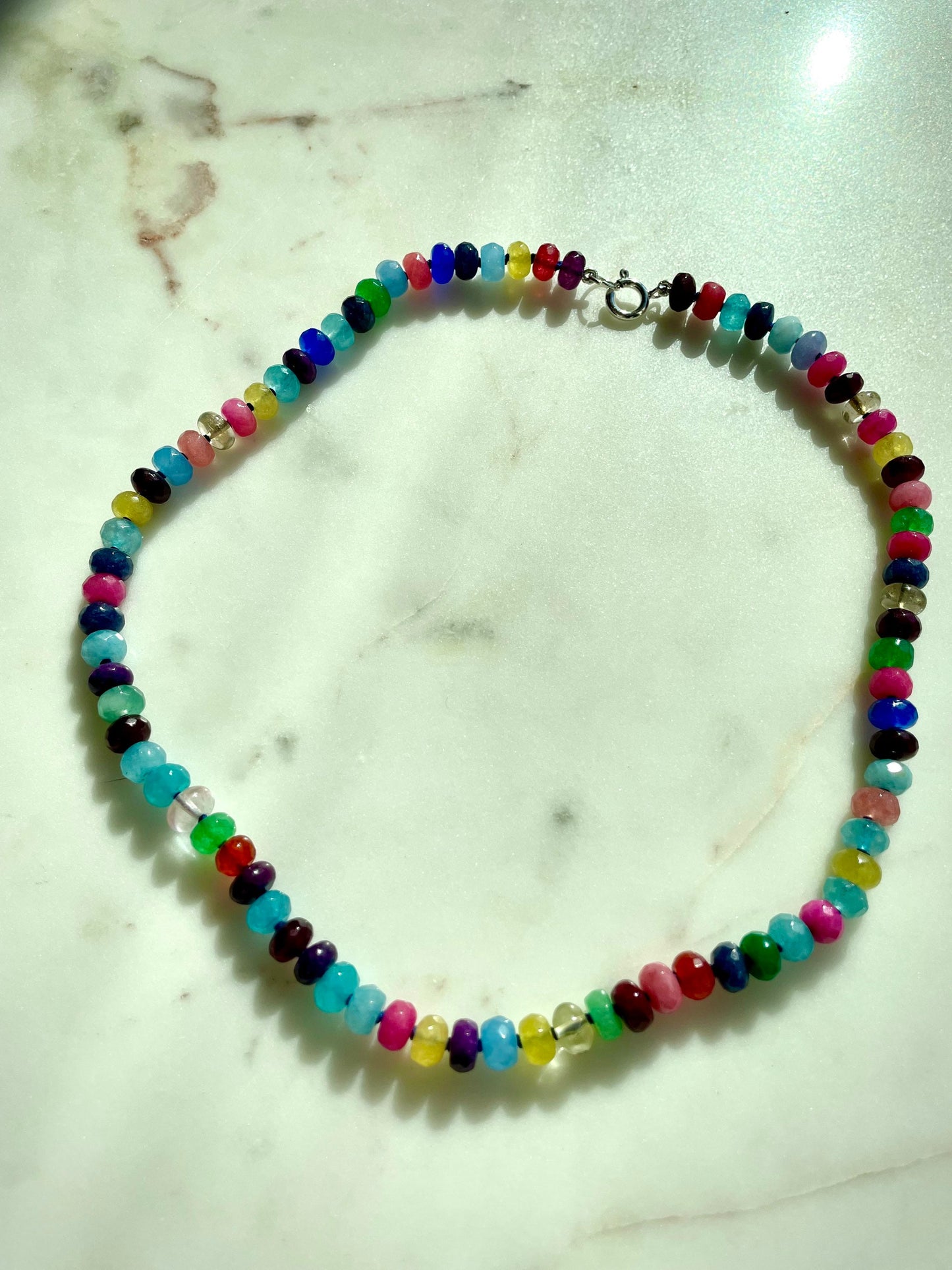 Girl Scout Camp 19” Hand Knotted Gemstone Candy Necklace