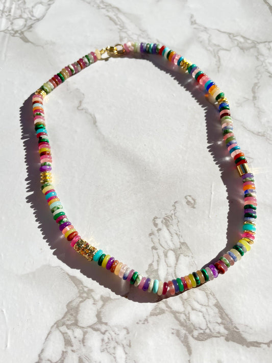Cleopatra’s New Groove - Multicolor Heishi Gemstone and 14k GF Necklace