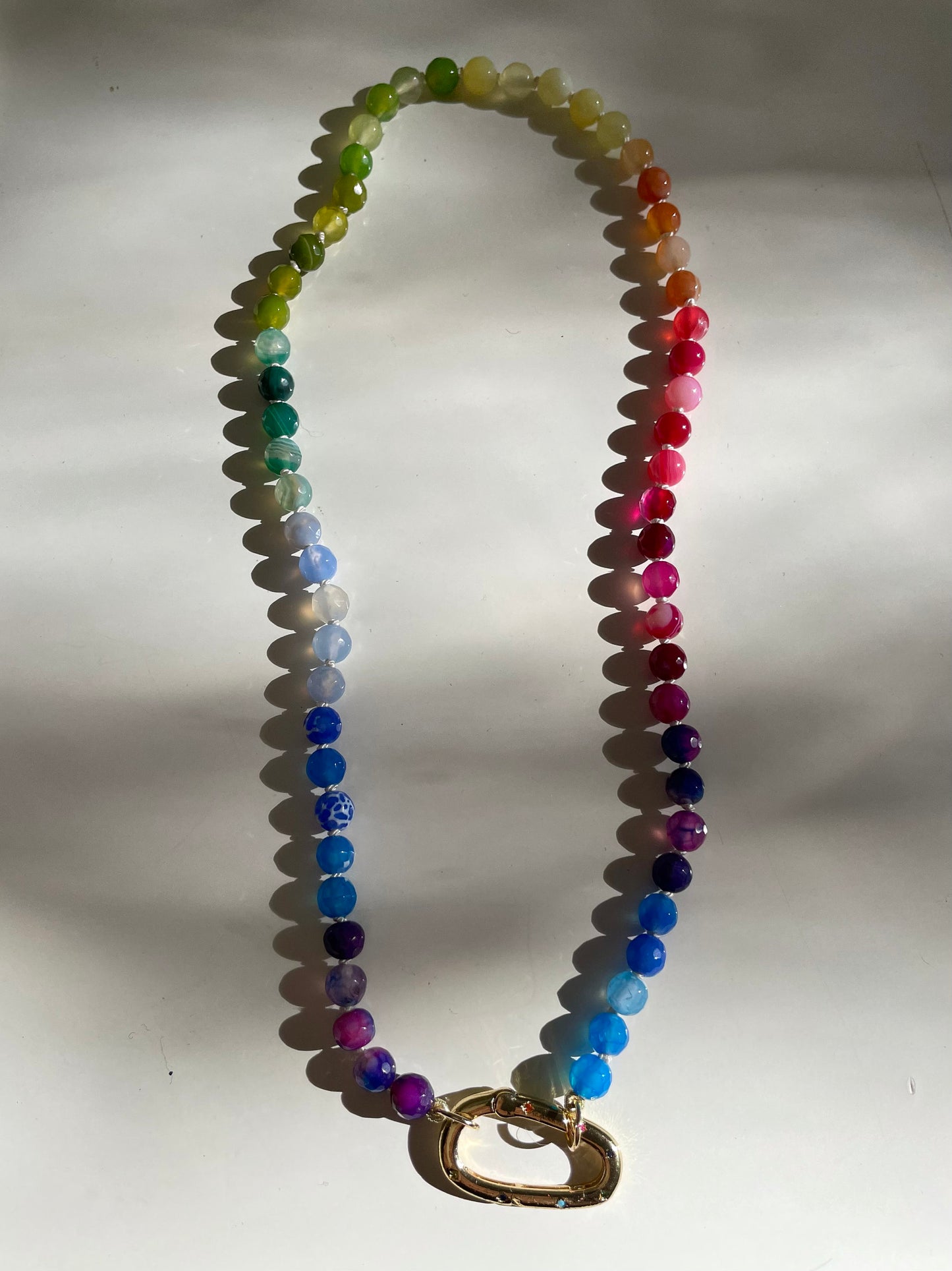 Yo, Tie Dye Girl - Hand Knotted Ombré Rainbow Agate Gemstone Necklace