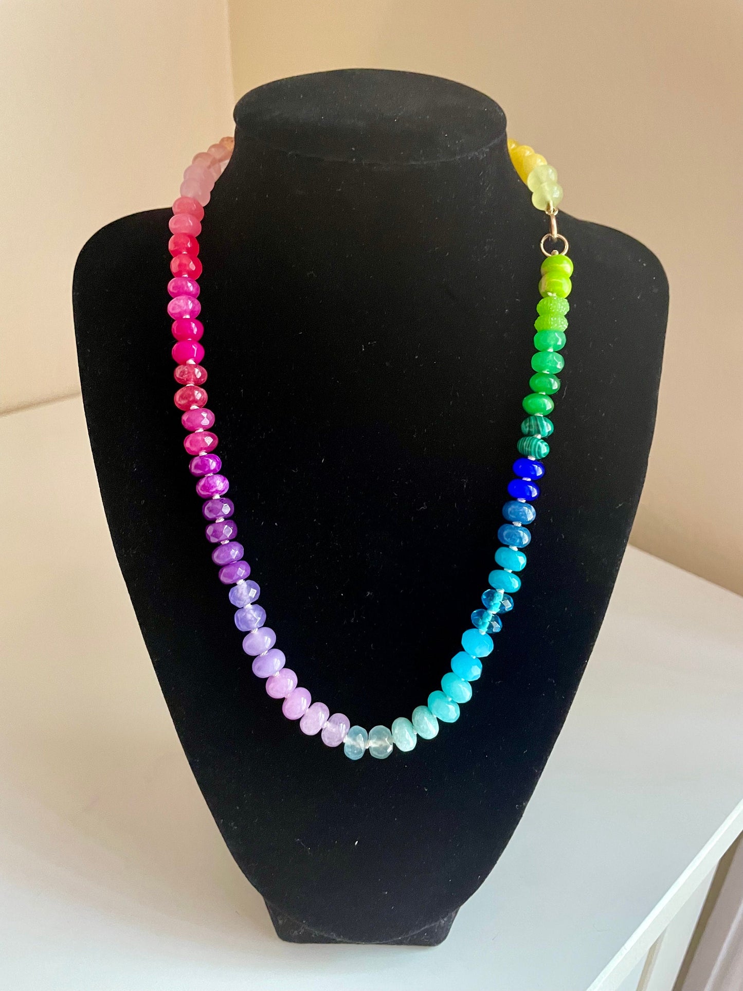 Skittles, Taste the Rainbow - Hand Knotted Gemstone Candy Necklace