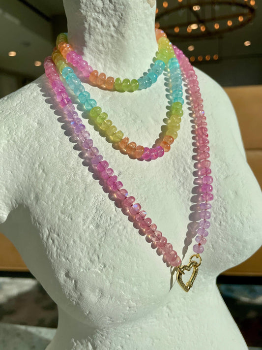 Nerds - Purle and Pink Ombre Moonstone, 14K Gold Filled Clasp, Handknotted Silk Thread