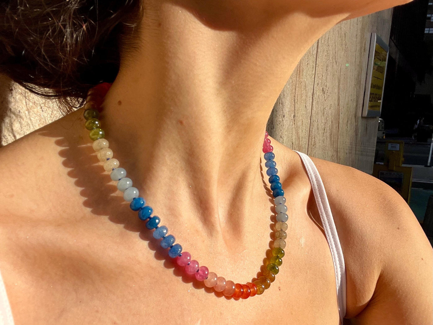 Berkshire Baroness- Rainbow Stone Beaded Necklace with 14K GF Enhancer Clasp