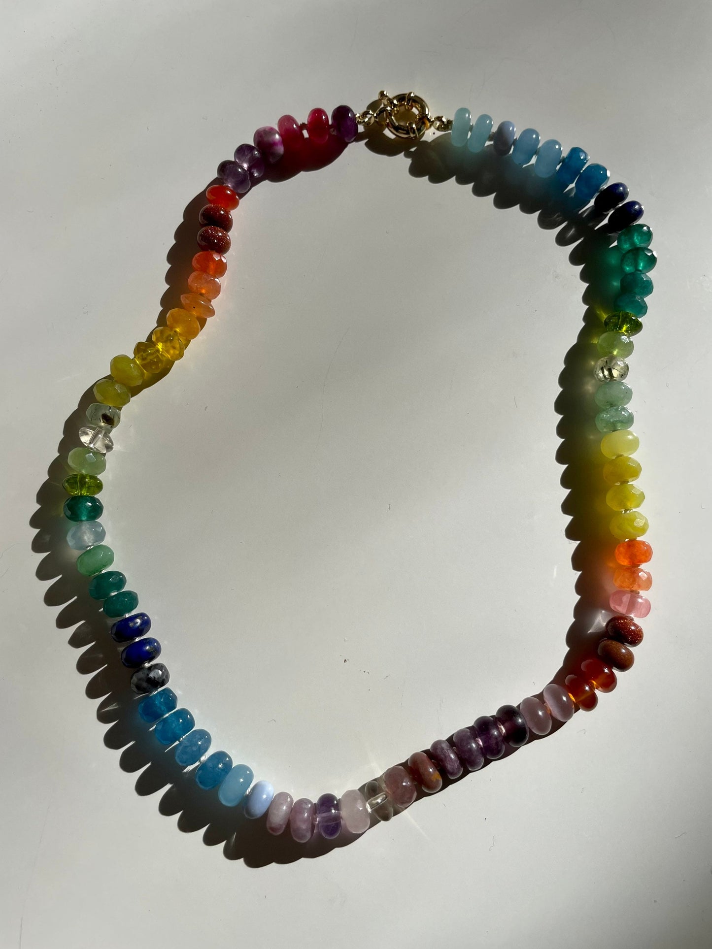 Tertiary Skittles - Rainbow Gemstone Necklace with Enhancer Clasp