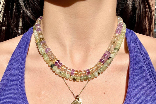 Bossy Mossy Hand Knotted Prehnite Gemstone Candy Necklace