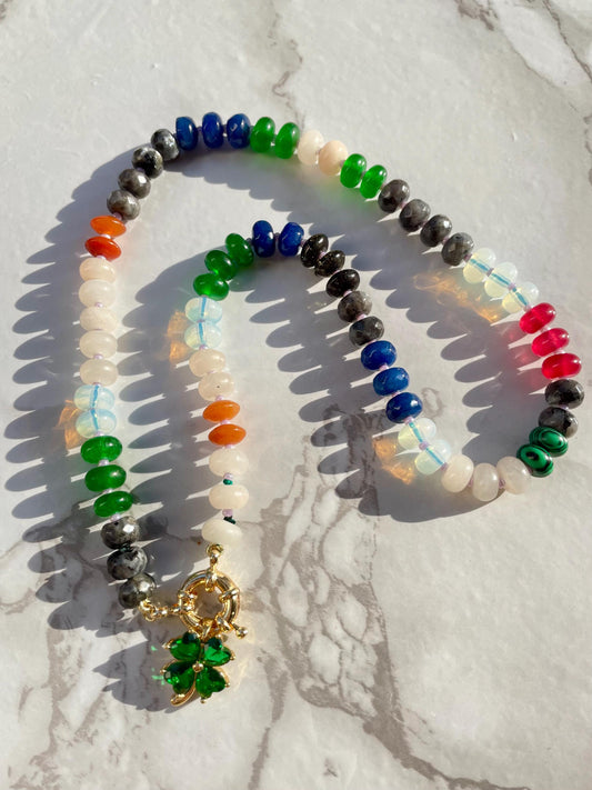 The Rock Bin 2 - Rainbow Stone Beaded Necklace with 14K GF Enhancer Clasp