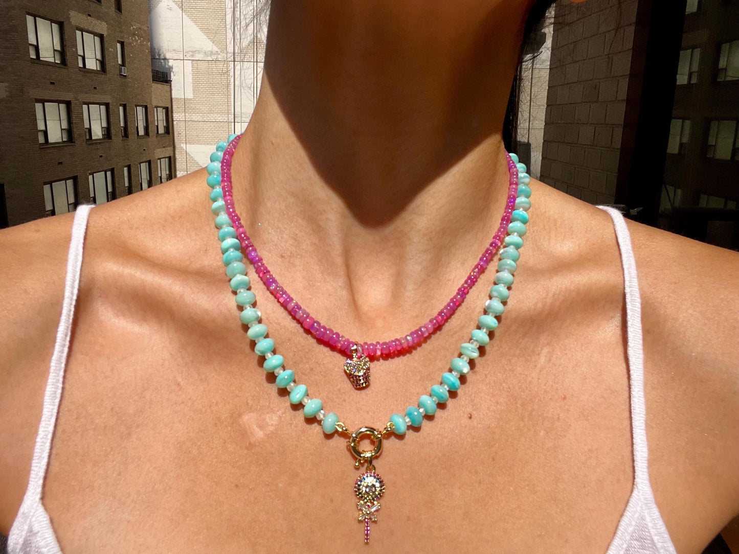 Girl Dinner - Hot Pink Opal Necklace