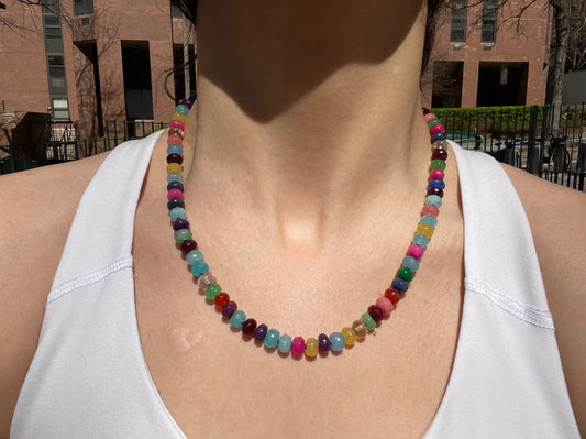 Girl Scout Camp 19” Hand Knotted Gemstone Candy Necklace