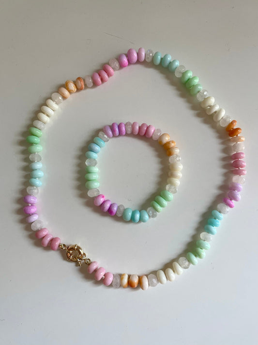 Spring Fling Bracelet - Rainbow Neon Opals & Moonstone