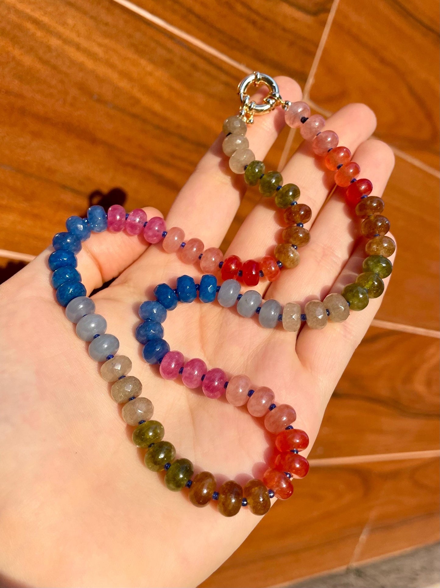 Berkshire Baroness- Rainbow Stone Beaded Necklace with 14K GF Enhancer Clasp