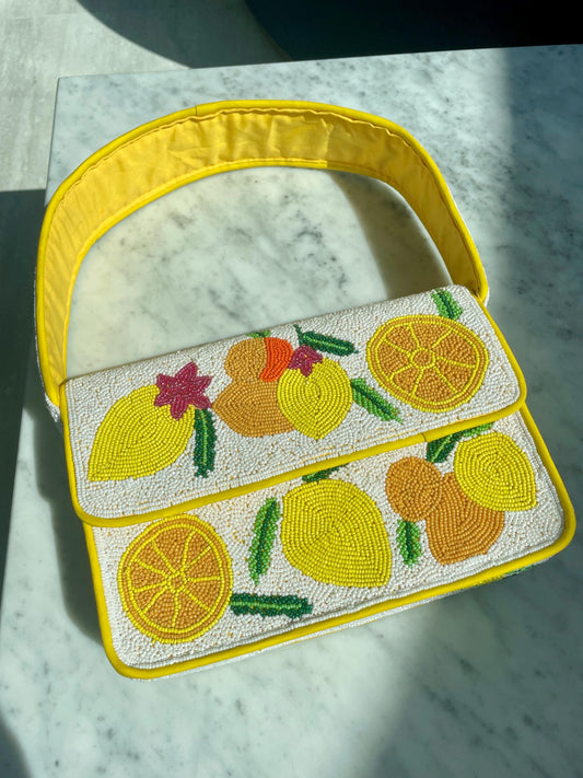 Make Lemonade Beaded Shoulder Bag