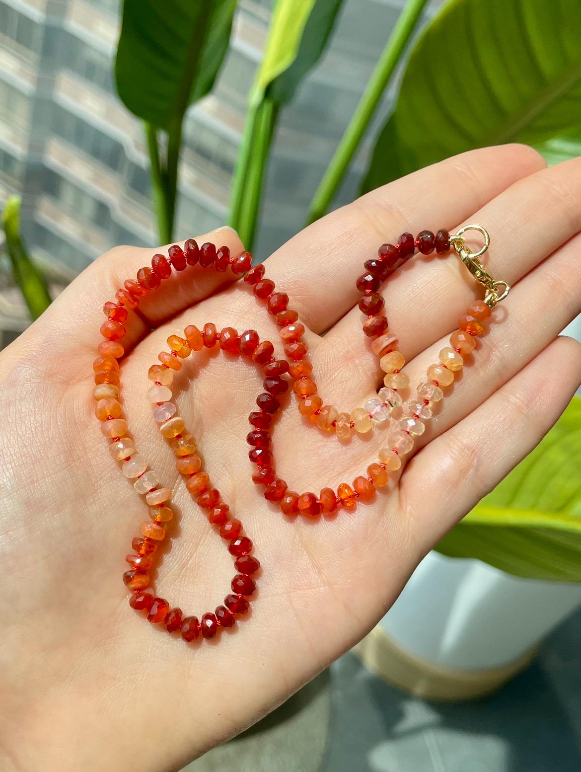 Hot Tamales Hand Knotted Mexican Fire Opal Gemstone Candy Necklace