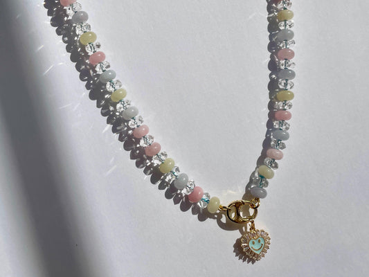 Happy Hoppy | Faceted Quartz and Pastel Jade Gemstone Candy Necklace