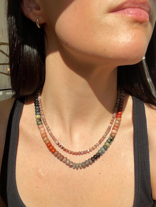 Hot Cocoa - Chocolate Moonsotne and Sapphire Gemstone Choker