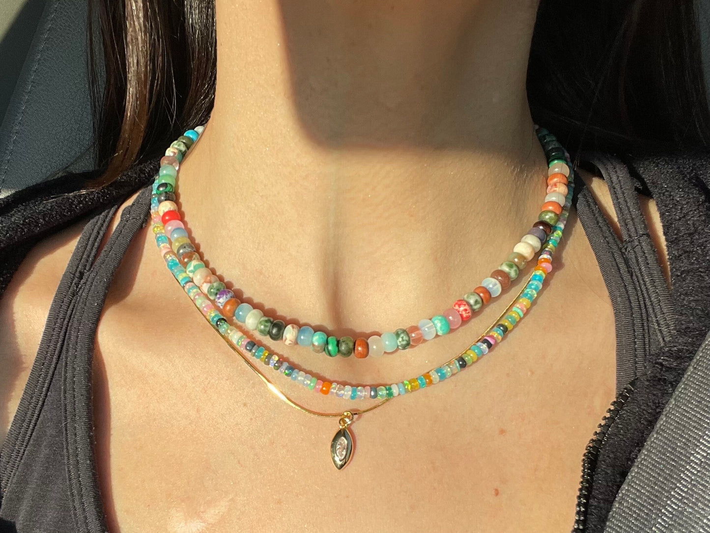 Lite Brite Rainbow Ethiopian Opal Necklace