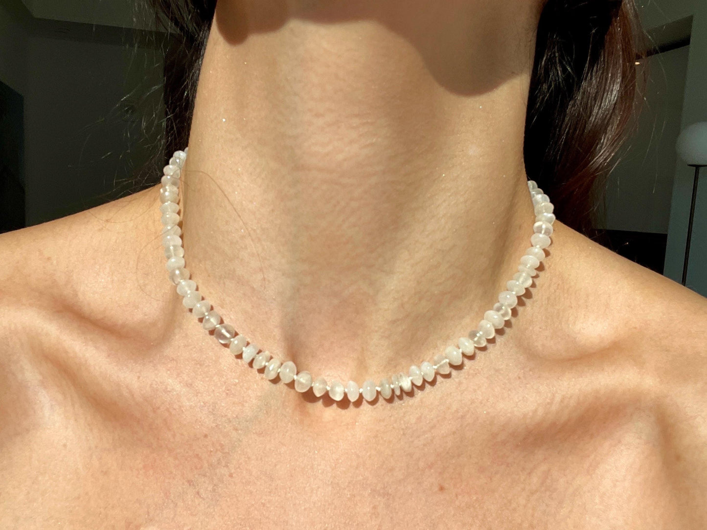 Swiss Miss Hand Knotted Moonstone Gemstone Candy Necklace