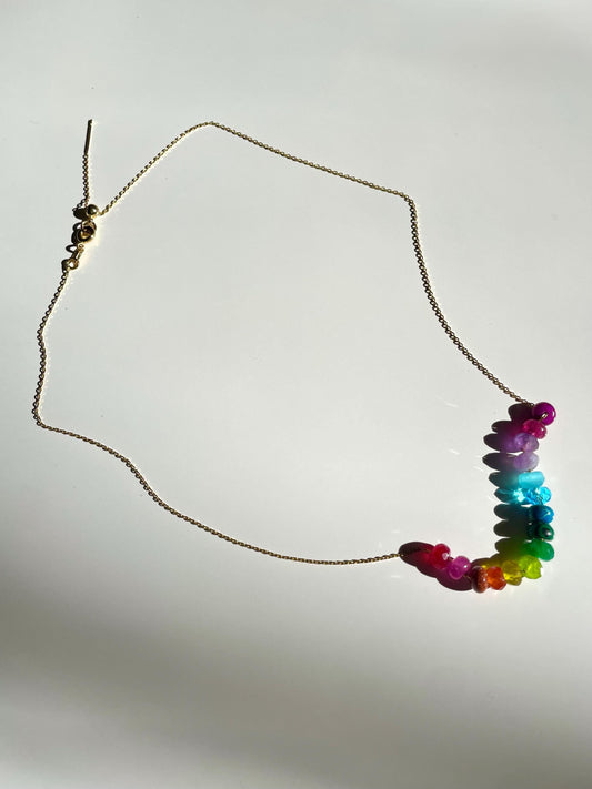 Lil Camper - Rainbow Gemstone Adjustable 14K GF Chain Necklace