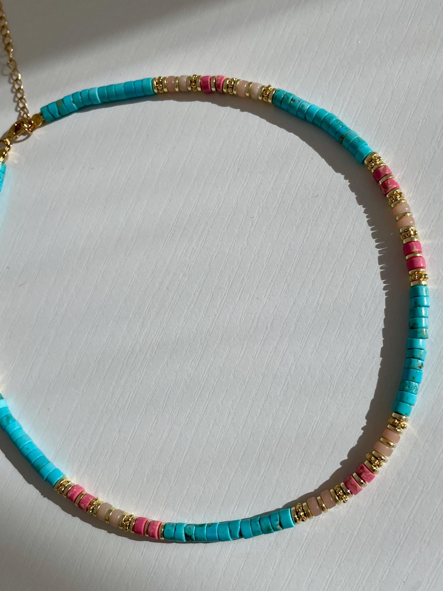 Pool Day - Turquoise Stone Beaded Chocker Necklace