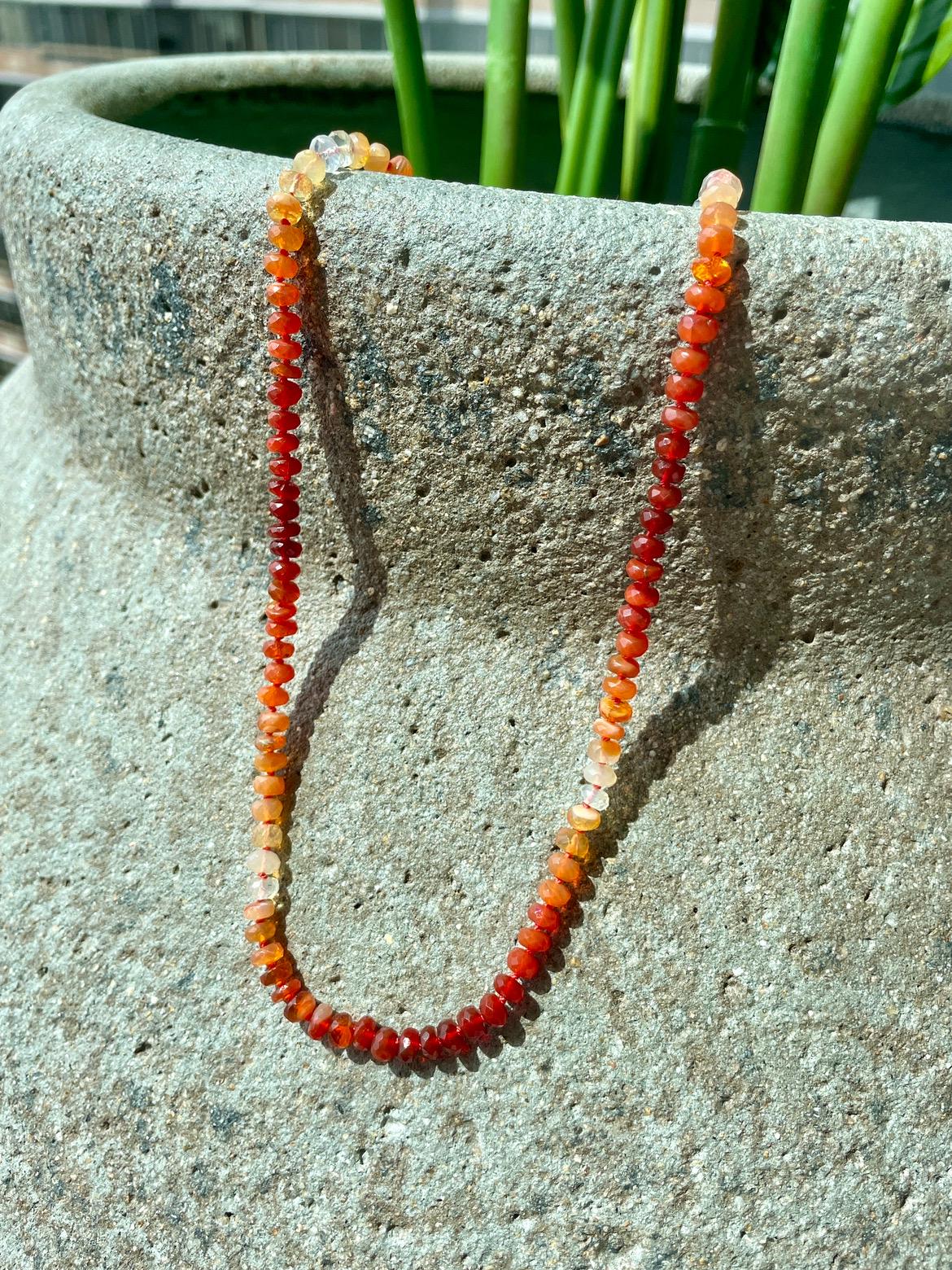 Hot Tamales Hand Knotted Mexican Fire Opal Gemstone Candy Necklace
