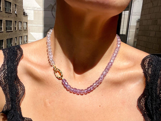 Big Rock Candy Ombre Mountain - Hand Knotted Amethyst Gemstone Necklace
