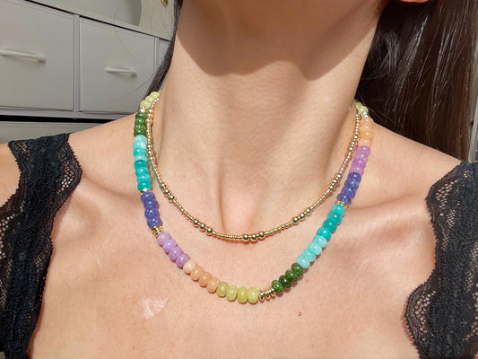 Cleo Delicate Layer Golden Beaded Choker Necklace