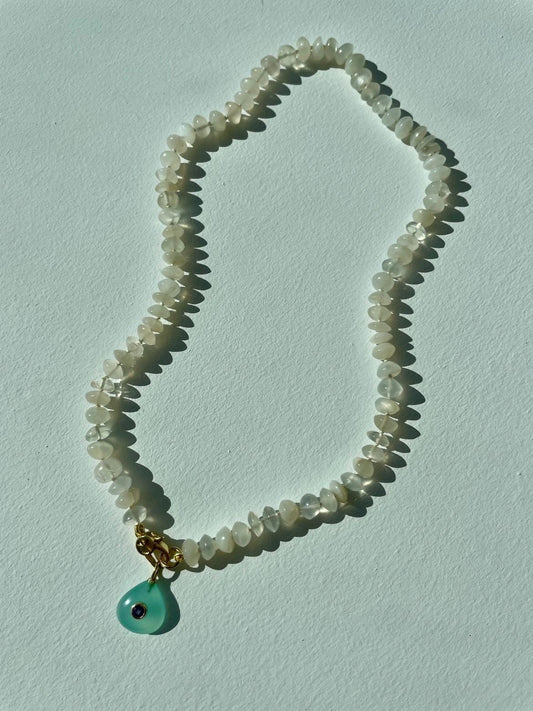 Swiss Miss Hand Knotted Moonstone Gemstone Candy Necklace
