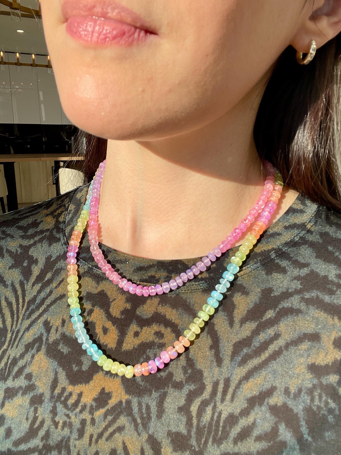 Nerds - Purle and Pink Ombre Moonstone, 14K Gold Filled Clasp, Handknotted Silk Thread