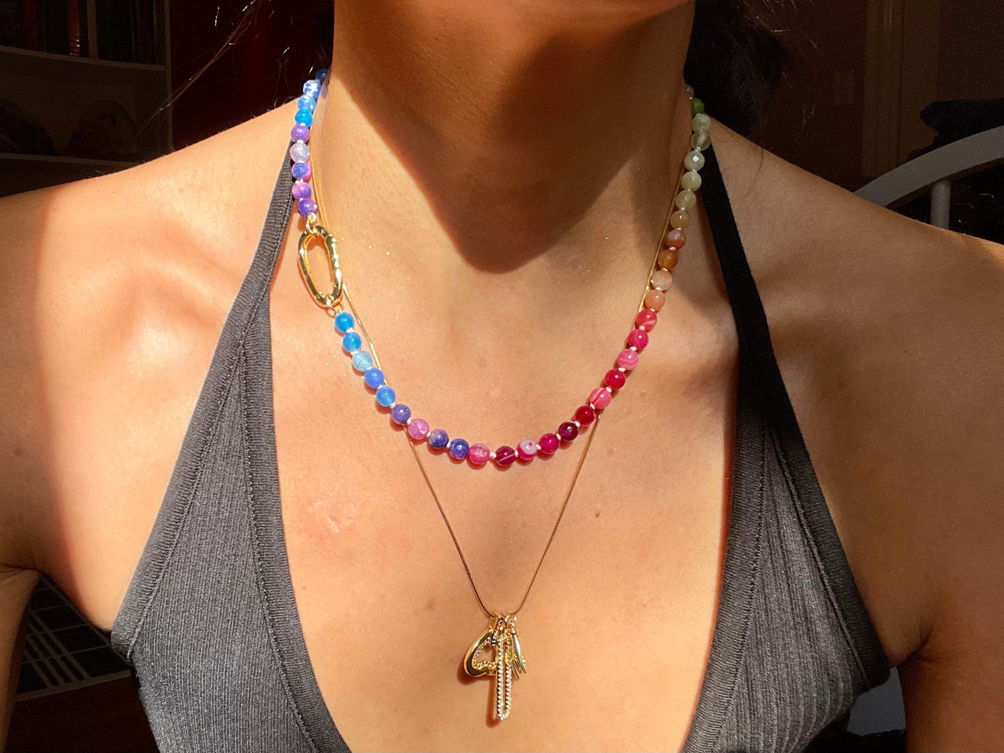 Yo, Tie Dye Girl - Hand Knotted Ombré Rainbow Agate Gemstone Necklace