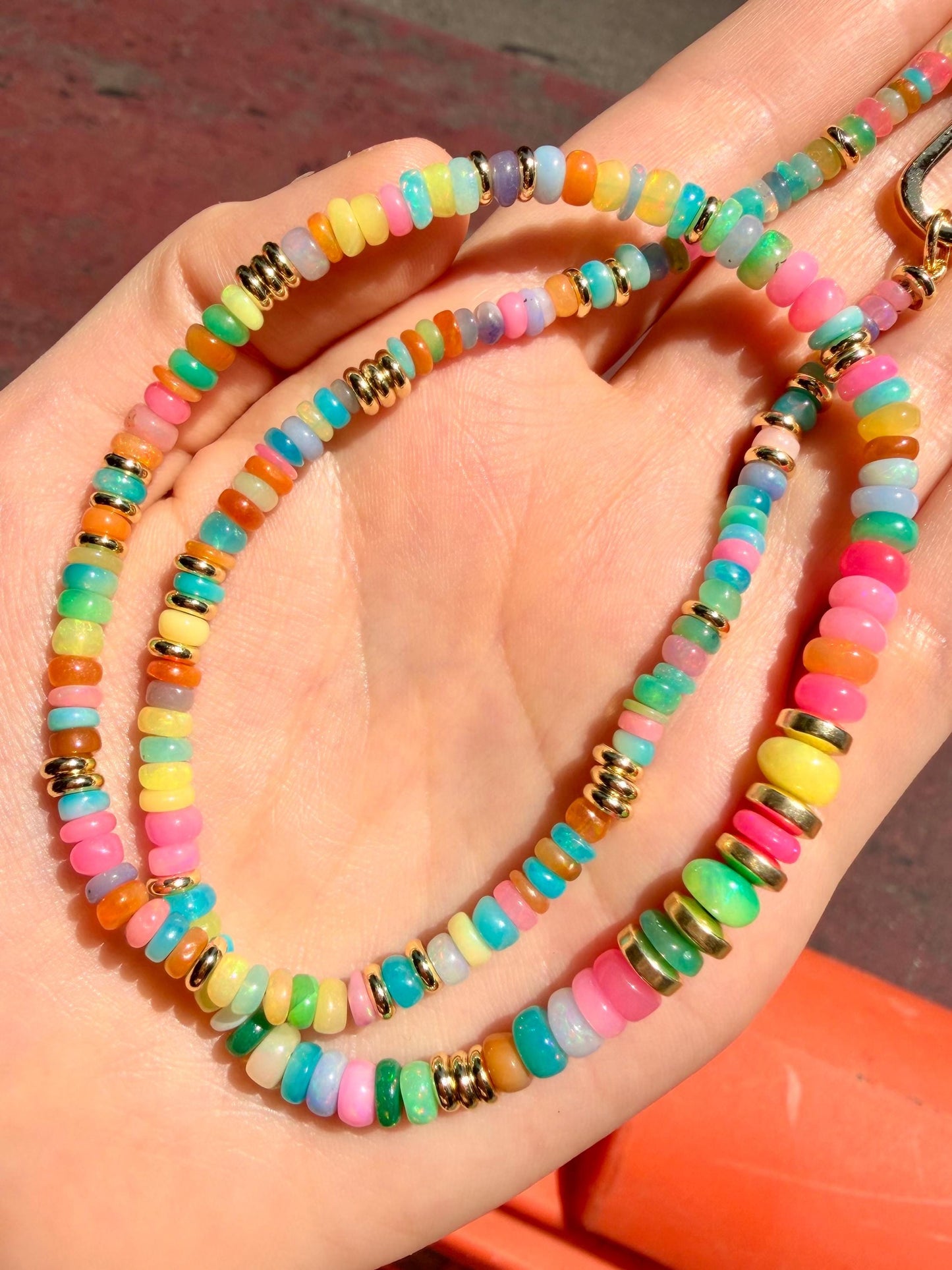 It Girl Royal Strand - Rainbow Opal Statement Strand with 14K Gold Filled Discs