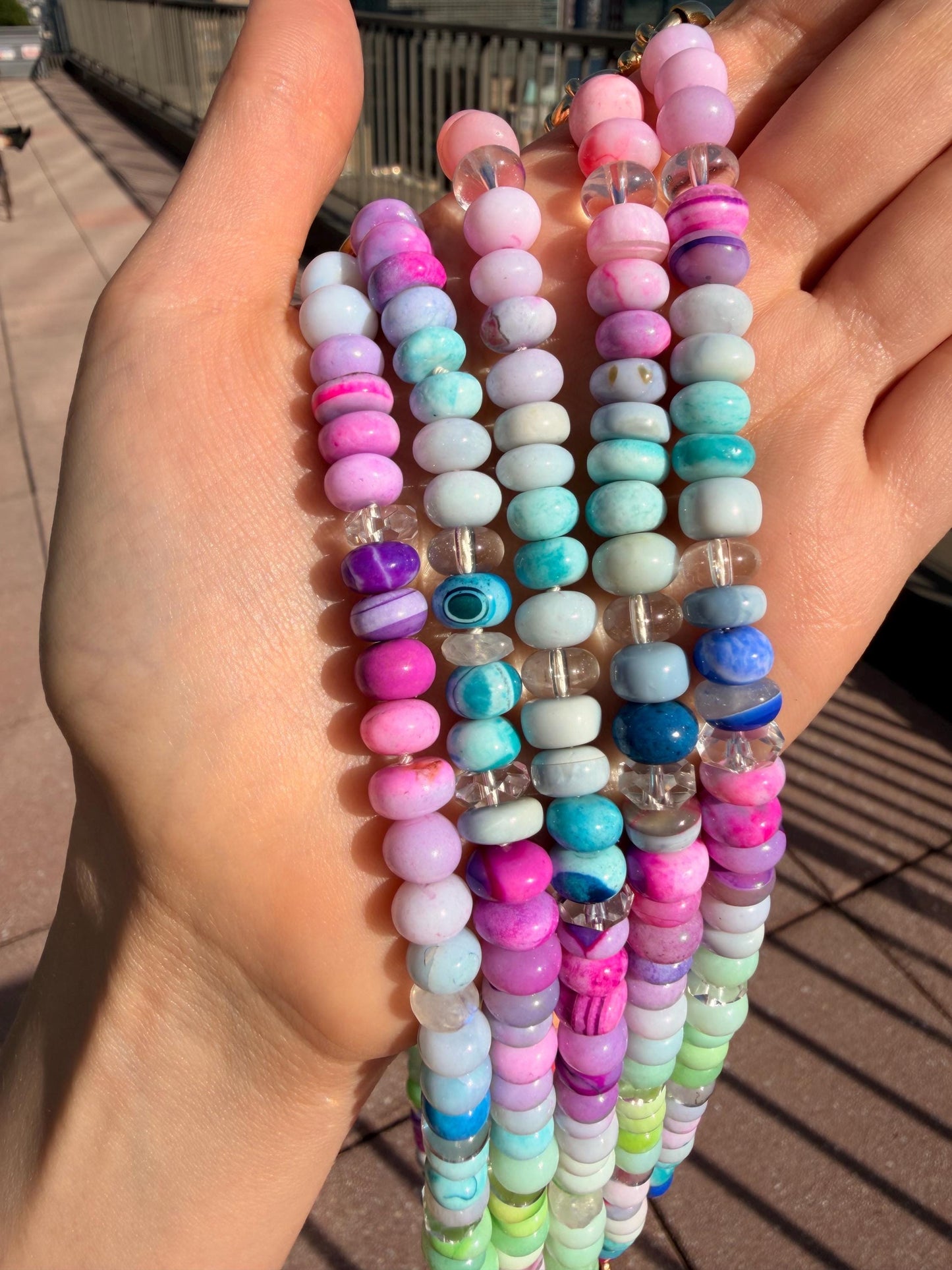 There She Goes - Rainbow Opal, Moonstone, and Quartz Gemstone Candy Necklace