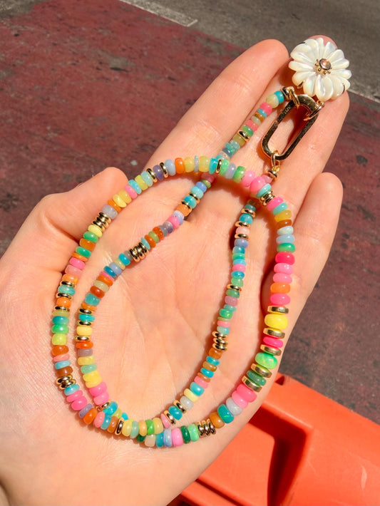 It Girl Royal Strand - Rainbow Opal Statement Strand with 14K Gold Filled Discs