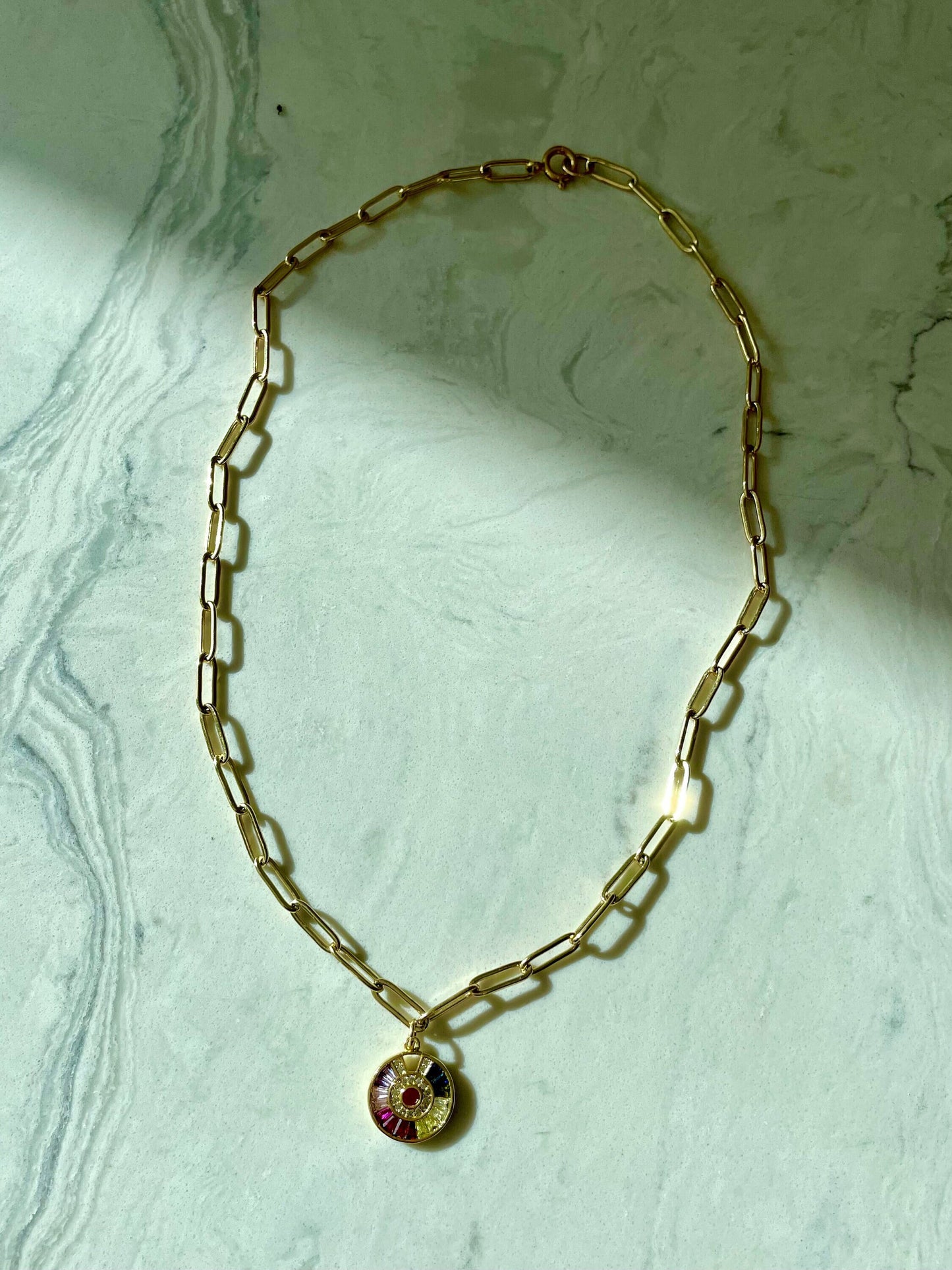 Wheel of Fortune - Rainbow Gemstone Wheel Pendant