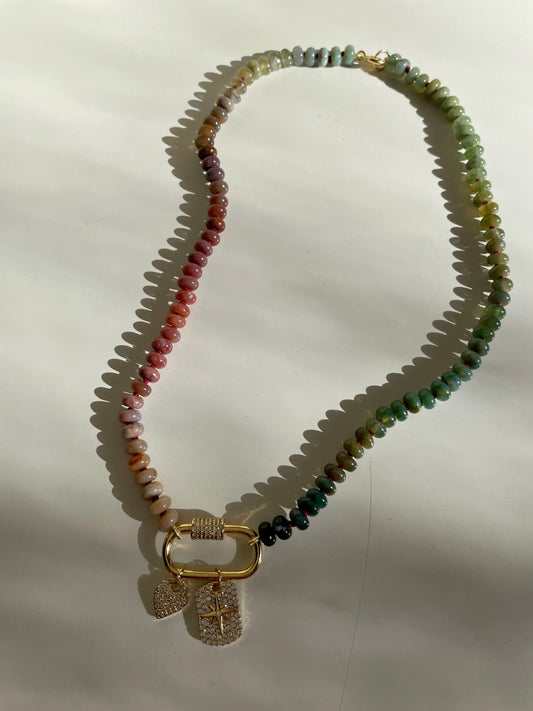 The Land Before Time Jr. - Ombré Jasper Gemstone Necklace w/ 14K GF Carabiner