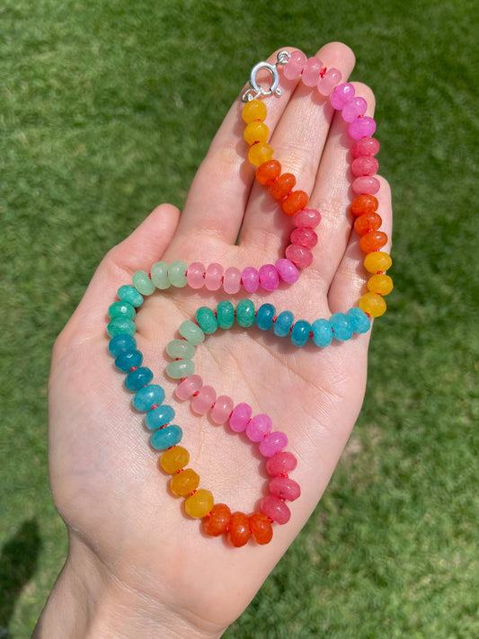 Fruity Pebbles | Hand-Knotted Rainbow Gemstone Candy Necklace