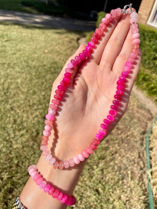 The Blonde Doll - Ombré Pink Gemstone Candy Necklace