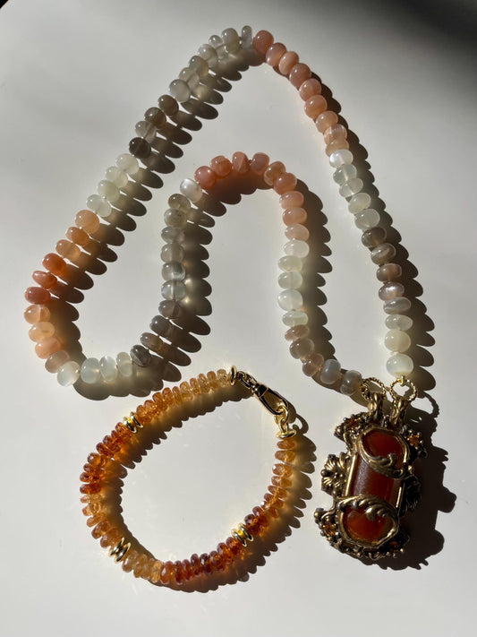 Peach Moonboots - Moonstone Gemstone Candy Necklace