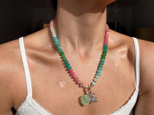 Wicked Love - Gemstone Candy Neckace with 14K GF Enhancer Clasp