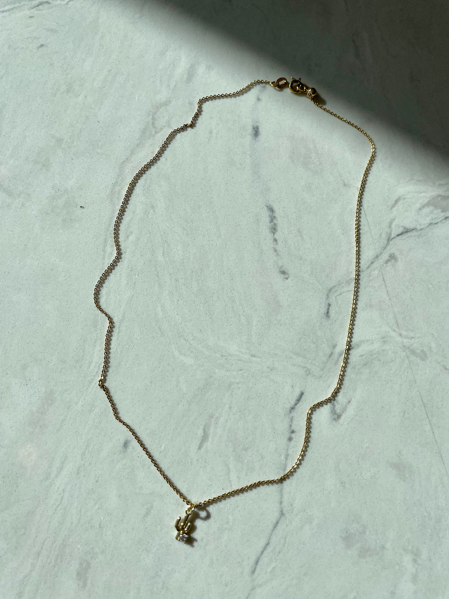 Prickly Little Thing - 14K Gold Filled Cactus Charm Pendant on Adjustable Chain