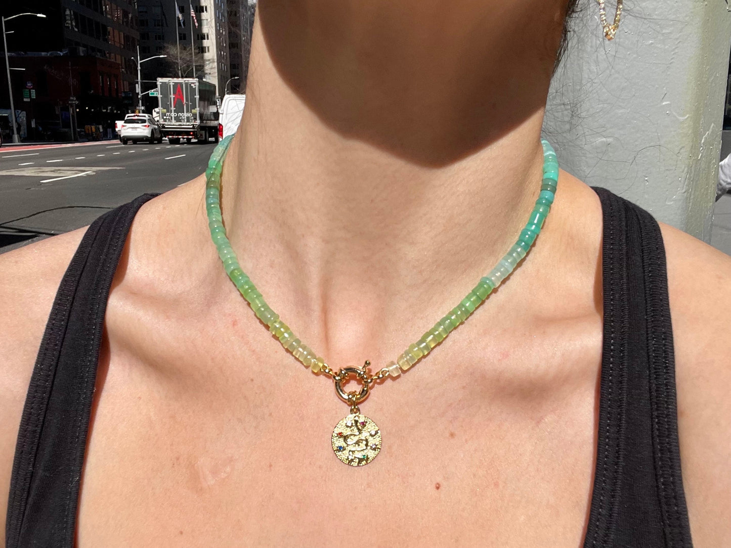 Magically Delicious - Chryso Chalcedony Ombré Gemstone Necklace