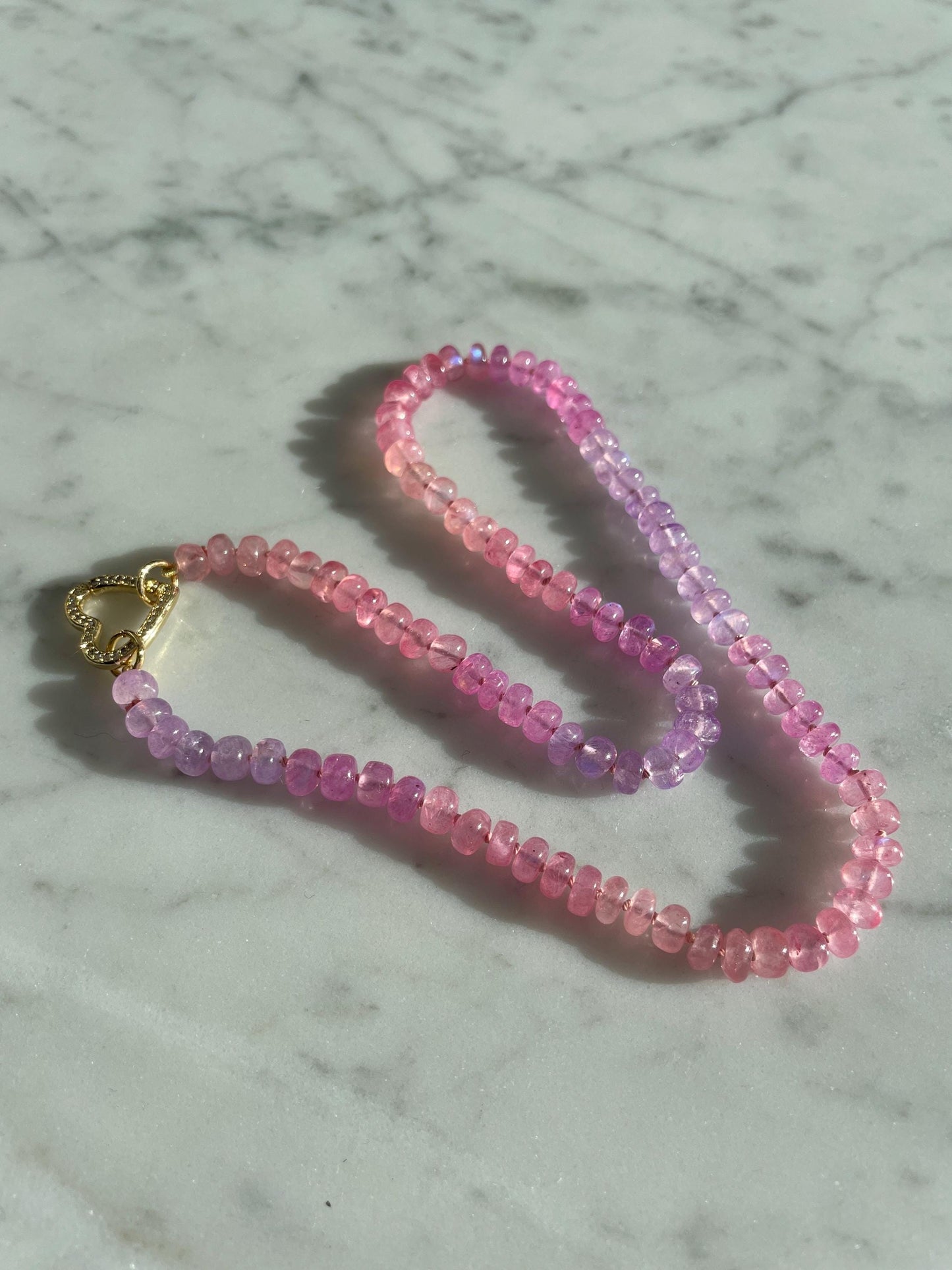 Nerds - Purle and Pink Ombre Moonstone, 14K Gold Filled Clasp, Handknotted Silk Thread