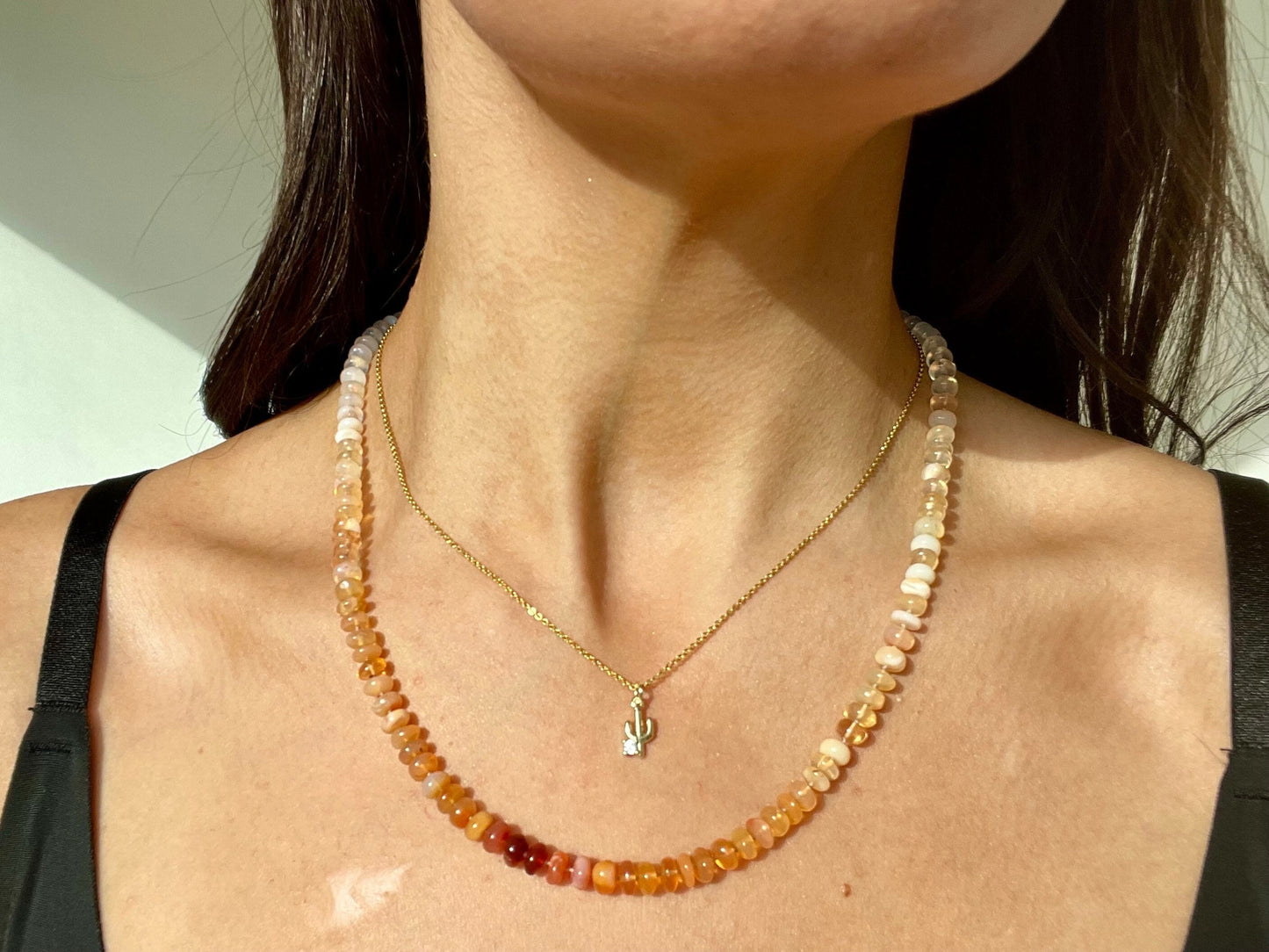 Prickly Little Thing - 14K Gold Filled Cactus Charm Pendant on Adjustable Chain
