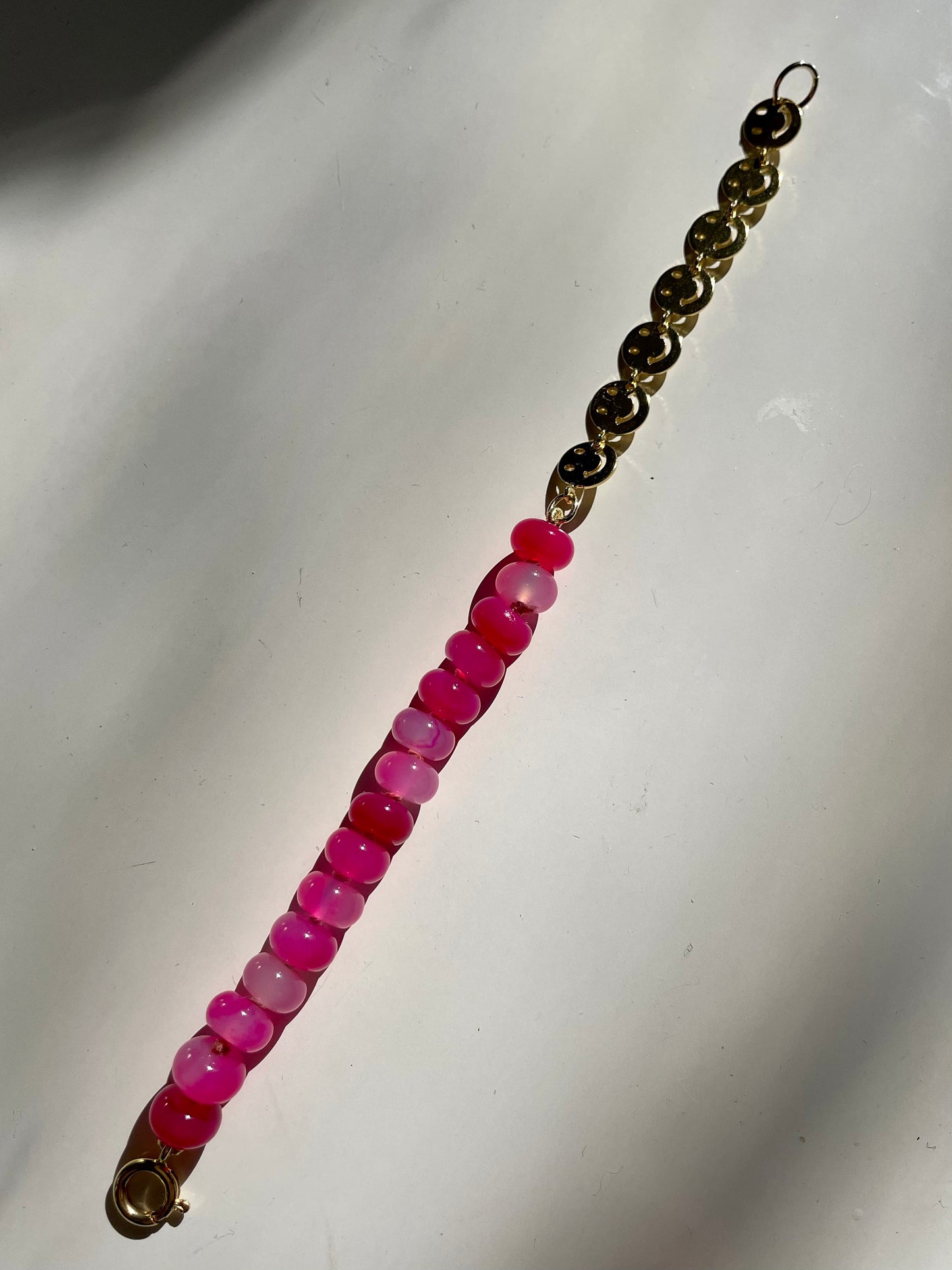 Smiley Season - Agate & Smiley Chain Bracelet