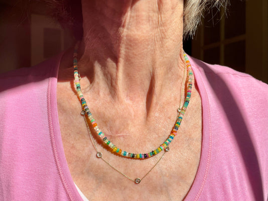 Lite Brite Rainbow Ethiopian Opal Necklace